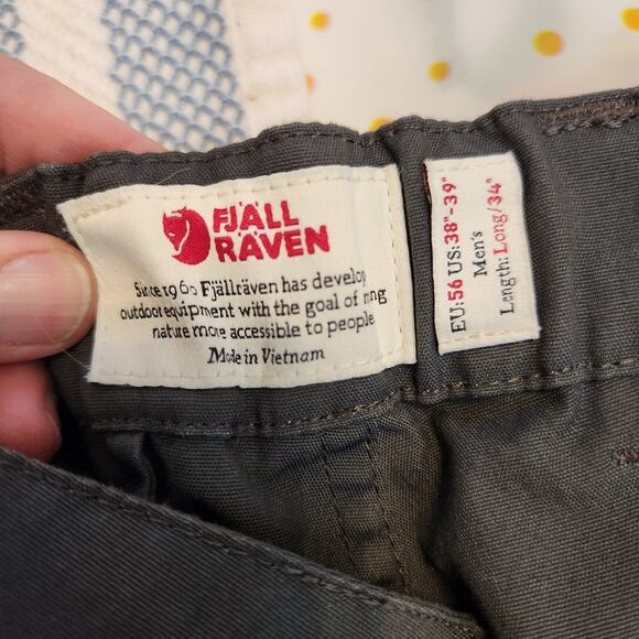 FjallRaven Pants Sz 38 X 34 Long Mens Vardag Trousers Outdoor Hiking Gray Logo - Picture 10 of 13